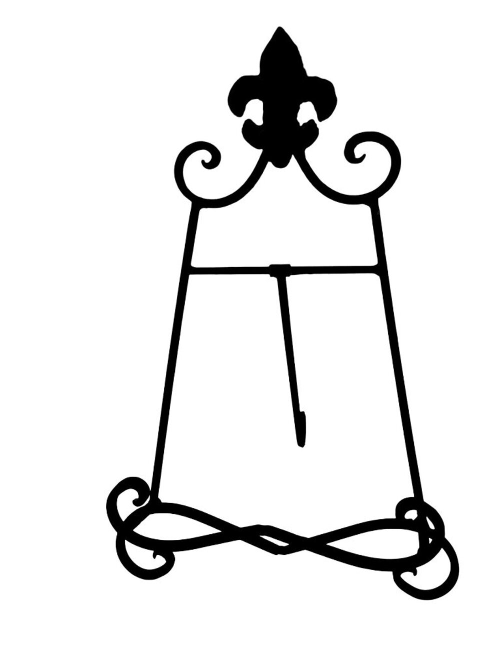 Fleur-De-Lis Black Metal Easel Stand For Cookbooks, Pictures, or Frames
